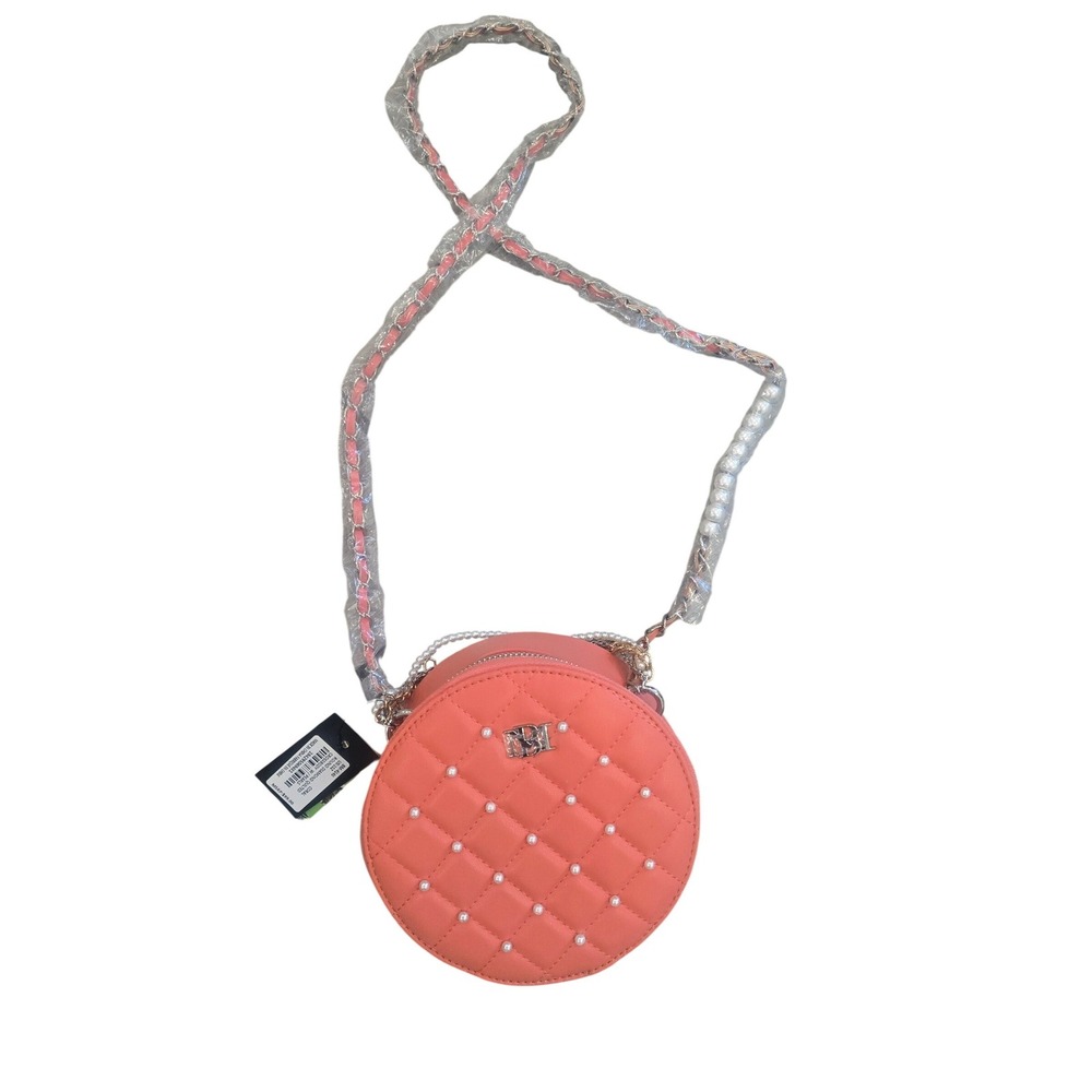 Badgley Mischka Coral Round Diamond Quilted Crossbody‎ Bag with Pearls BM-4140